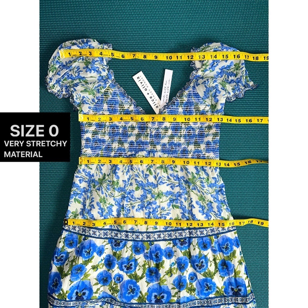 Alice + Olivia Rosalyn Floral Puff Sleeve Blue Maxi Dress - Picture 11 of 16